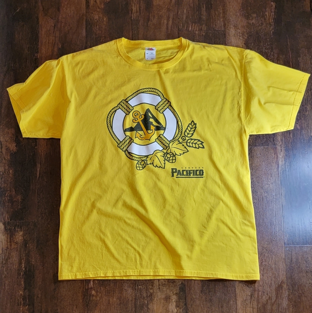 Cerveza Pacifico Yellow T- Shirt By Fruit Of The Loom, Men's Size XL